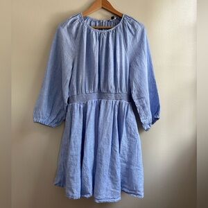J. Crew Linen Soft Blue Chambray Mini Dress, Large